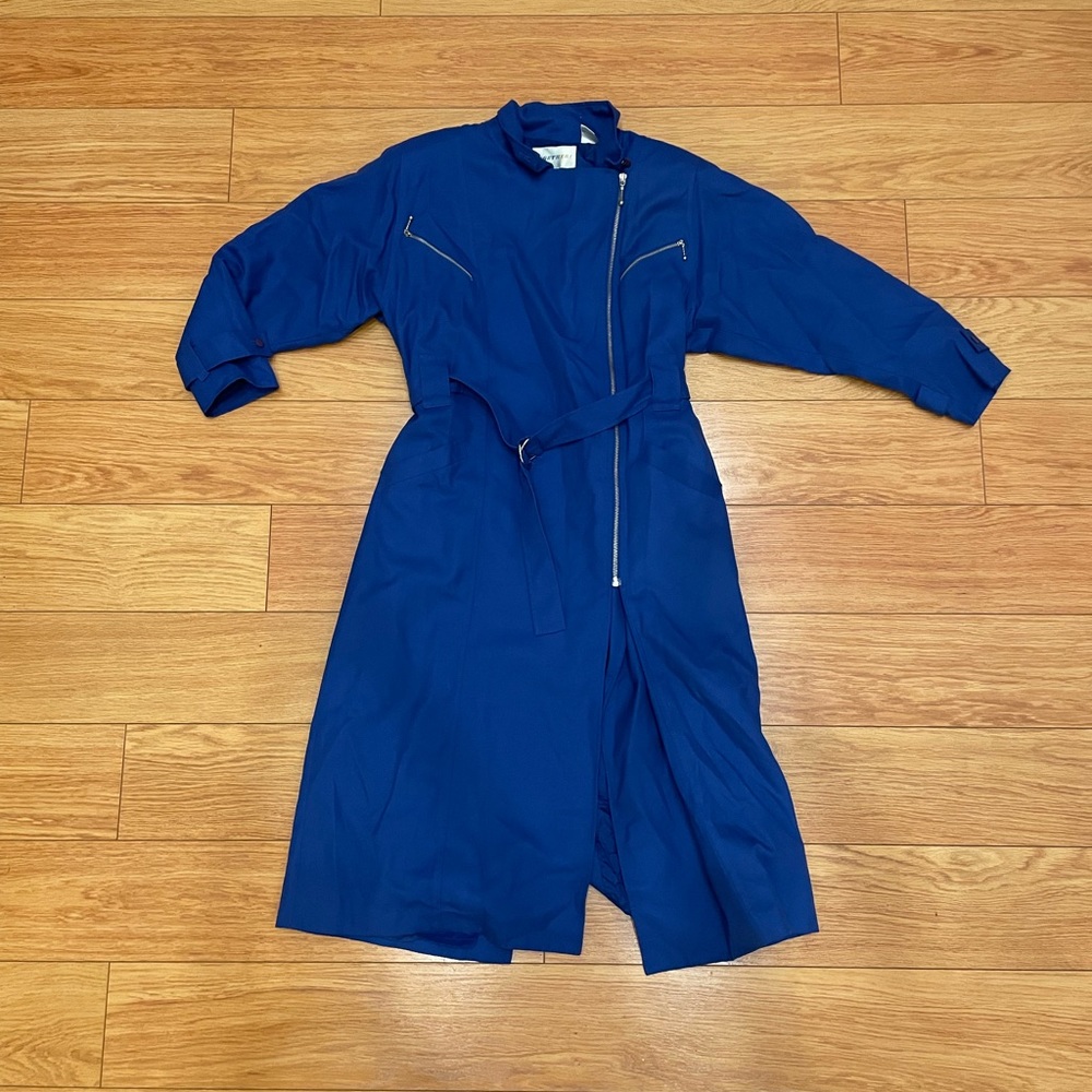 together | vintage long blue trench coat